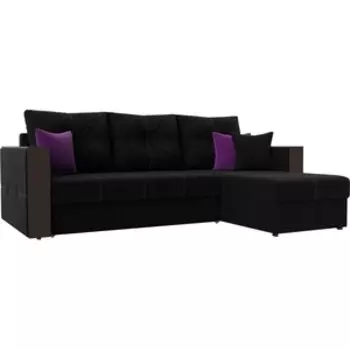 Угловой диван АртМебель Валенсия микровельвет черный правый угол