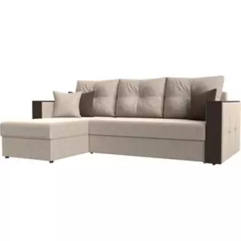 Угловой диван АртМебель Валенсия рогожка бежевый левый угол