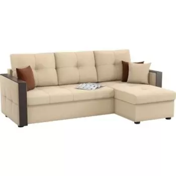 Угловой диван АртМебель Валенсия рогожка бежевый правый угол