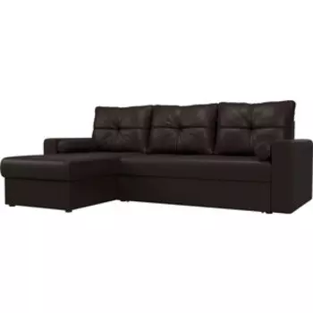 Угловой диван АртМебель Верона экокожа коричневый левый угол
