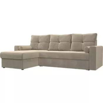 Угловой диван АртМебель Верона микровельвет бежевый левый угол