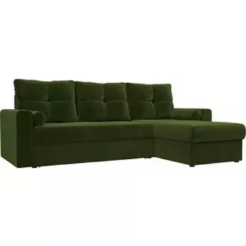 Угловой диван АртМебель Верона микровельвет зеленый правый угол