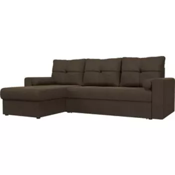 Угловой диван АртМебель Верона рогожка коричневый левый угол