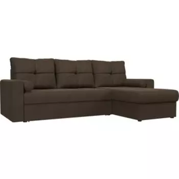 Угловой диван АртМебель Верона рогожка коричневый правый угол