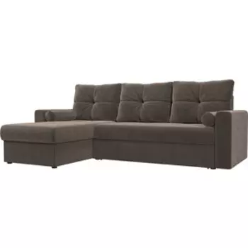 Угловой диван АртМебель Верона велюр коричневый левый угол