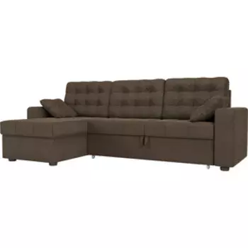 Угловой диван Мебелико Камелот рогожка коричневый левый угол