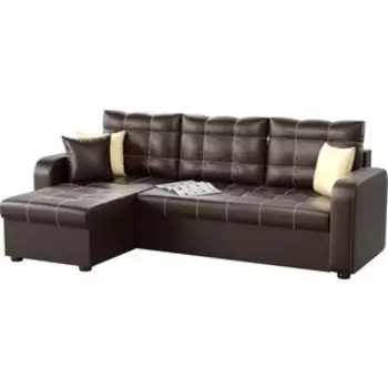 Угловой диван Мебелико Ливерпуль эко-кожа коричневый левый угол