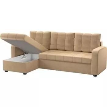 Угловой диван Мебелико Ливерпуль микровельвет бежевый левый угол