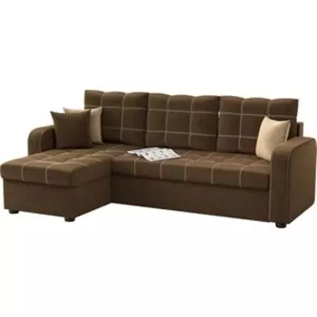 Угловой диван Мебелико Ливерпуль микровельвет коричневый левый угол