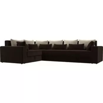 Угловой диван Мебелико Майами Long микровельвет коричневый бежевый/коричневый левый угол