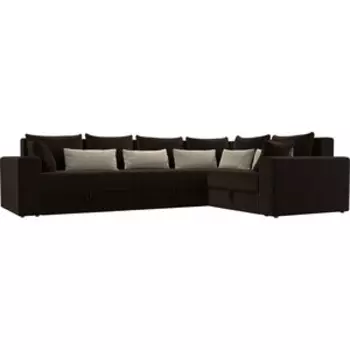 Угловой диван Мебелико Майами Long микровельвет коричневый коричневый/бежевый правый угол