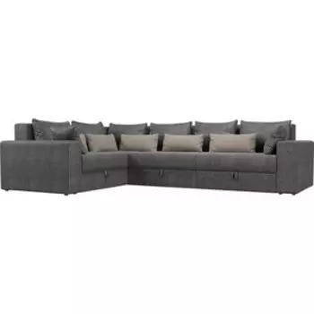 Угловой диван Мебелико Майами Long рогожка серый серый/бежевый левый угол