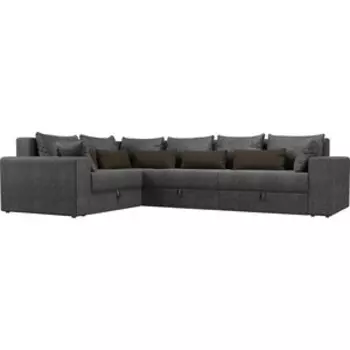 Угловой диван Мебелико Майами Long рогожка серый серый/коричневый левый угол