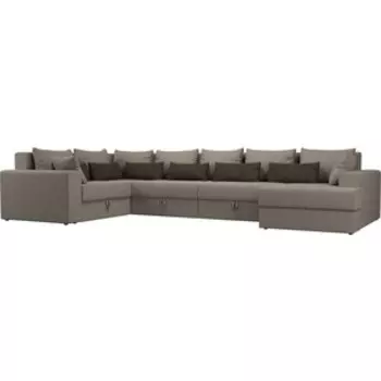 Угловой Диван Мебелико Майами-П левый угол рогожка бежевый бежевый/коричневый