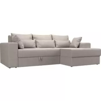 Угловой диван Мебелико Майами рогожка бежевый правый угол