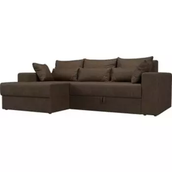 Угловой диван Мебелико Майами рогожка коричневый левый угол