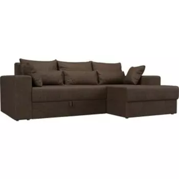 Угловой диван Мебелико Майами рогожка коричневый правый угол