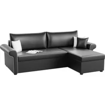 Угловой диван Мебелико Милфорд эко-кожа черный правый угол