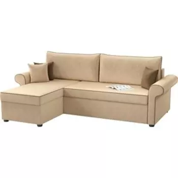 Угловой диван Мебелико Милфорд микровельвет бежевый левый угол