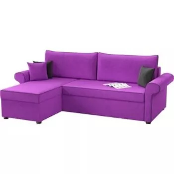 Угловой диван Мебелико Милфорд микровельвет фиолетовый левый угол