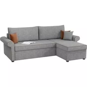 Угловой диван Мебелико Милфорд рогожка серый правый угол