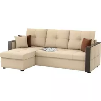 Угловой диван Мебелико Валенсия рогожка бежевый левый угол