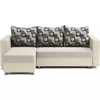 Угловой диван Шарм-Дизайн Ария левый экокожа беж и ромб