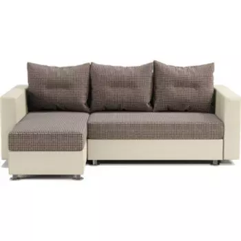 Угловой диван Шарм-Дизайн Ария левый Корфу коричневый и экокожа беж