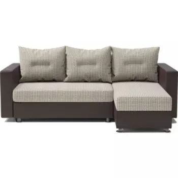 Угловой диван Шарм-Дизайн Ария правый Корфу беж и экокожа шоколад