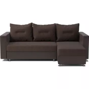 Угловой диван Шарм-Дизайн Ария правый рогожка и экокожа шоколад