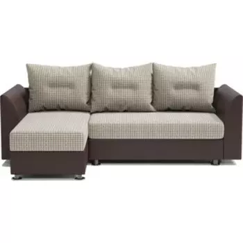 Угловой диван Шарм-Дизайн Ария Скала левый Корфу беж и экокожа шоколад