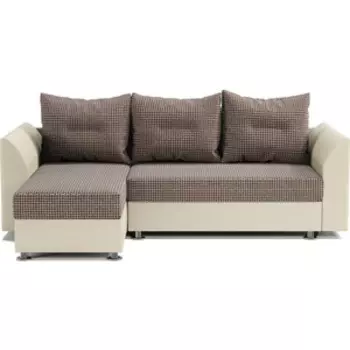 Угловой диван Шарм-Дизайн Ария Скала левый Корфу коричневый и экокожа беж