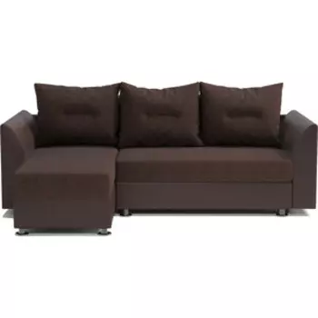 Угловой диван Шарм-Дизайн Ария Скала левый рогожка и экокожа шоколад