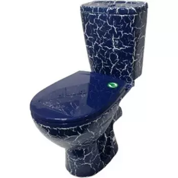 Унитаз-компакт Rosa Соло с сиденьем, синий кракелюр (4630055550470)