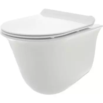 Унитаз подвесной безободковый AQUAme Rimless c сиденьем микролифт (AQM2005)