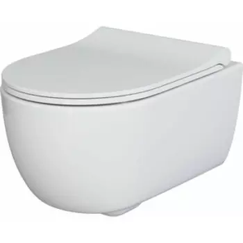 Унитаз подвесной безободковый Ambassador Abner с тонким сиденьем-микролифт, глянцевый белый (103T20001R, 102T20001S)