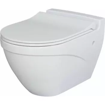 Унитаз подвесной безободковый Ambassador Nord с тонким сиденьем-микролифт, глянцевый белый (133T20001, 132T20001S)