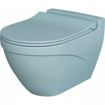Унитаз подвесной безободковый Ambassador Nord с тонким сиденьем-микролифт, матовый голубой (133T20801, 132T20801S)