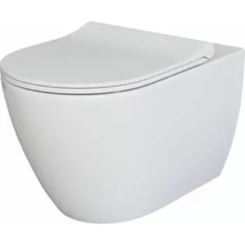 Унитаз подвесной безободковый Ambassador Queen с тонким сиденьем-микролифт, глянцевый белый (113T20001R, 112T20001S)