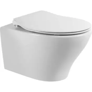 Унитаз подвесной безободковый BelBagno Acqua тонкое сиденье микролифт (BB340CHR, BB2020SC)