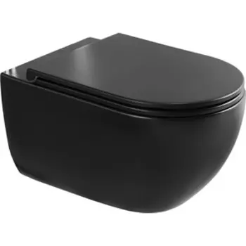 Унитаз подвесной безободковый Charus Skandenborg Rimless с сиденьем микролифт, черный матовый (EWC700-125B)