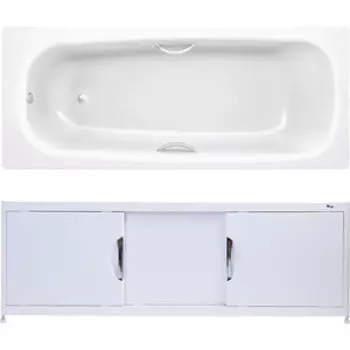 Ванна стальная BLB Universal HG 170х75 с экраном Emmy Малибу, ножками, ручками и шумоизоляцией