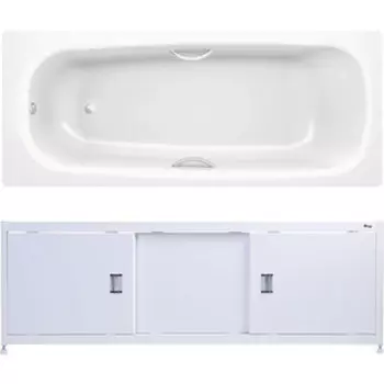 Ванна стальная BLB Universal HG 170х75 с экраном Emmy Монро, ножками, ручками и шумоизоляцией