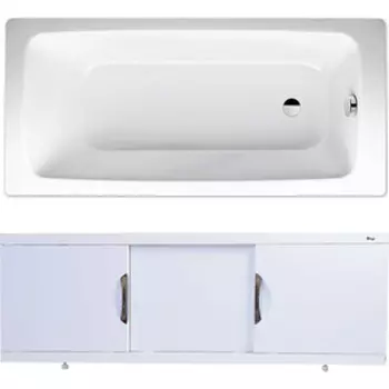 Ванна стальная Kaldewei Cayono 747 Antislip, Easy Clean 150x70 с экраном Emmy Валенсия и ножками