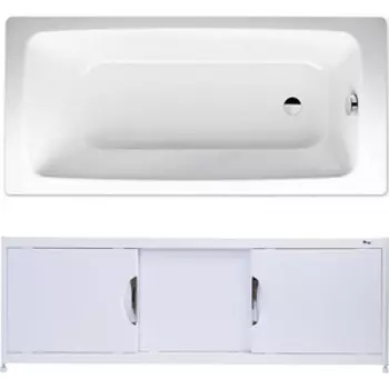 Ванна стальная Kaldewei Cayono 747 Antislip, Easy Clean 150x70 с экраном Emmy Малибу и ножками