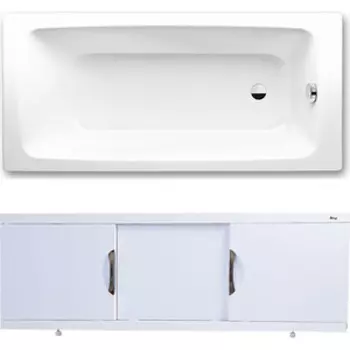 Ванна стальная Kaldewei Cayono 747 Easy-Clean 150x70 с экраном Emmy Валенсия и ножками