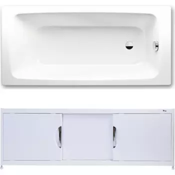 Ванна стальная Kaldewei Cayono 747 Easy-Clean 150x70 с экраном Emmy Малибу и ножками