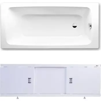 Ванна стальная Kaldewei Cayono 748 160x70 с экраном Emmy Виктория и ножками