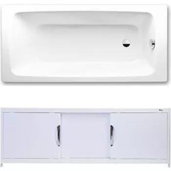 Ванна стальная Kaldewei Cayono 748 160x70 с экраном Emmy Малибу и ножками