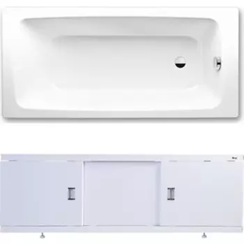 Ванна стальная Kaldewei Cayono 750 170x75 с экраном Emmy Виктория и ножками